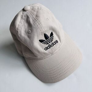 Adidas Black Trefoil Logo Cap Adult Adjustable White Tan Khaki Athletic Hat